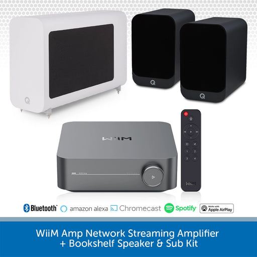 WiiM Amp Network Streaming Amplifier + Bookshelf Speaker & Sub Kit