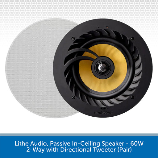 Lithe Audio, Passive In-Ceiling Speaker - 60W 2-Way with Directional Tweeter (Pair)