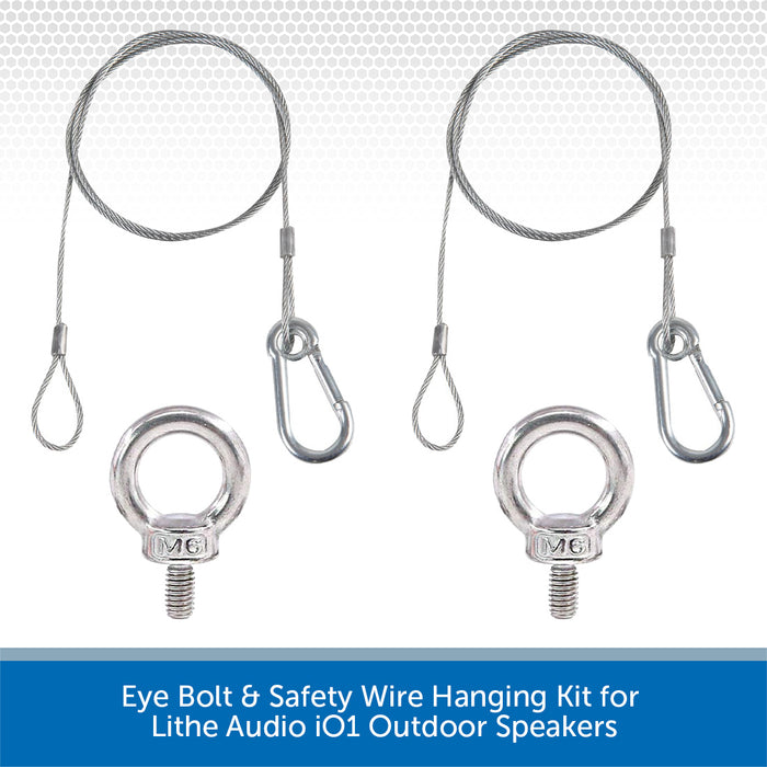 Eye Bolt & Safety Wire Hanging Kit for Lithe Audio iO1 Outdoor Speakers