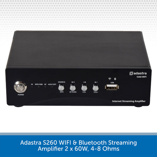 Adastra S260 WIFI & Bluetooth Streaming Amplifier 2 x 60W, 4-8 Ohms