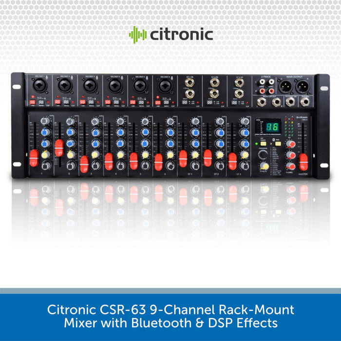 Citronic CSR-63 9-Channel Rack-Mount Mixer with Bluetooth & DSP Effects