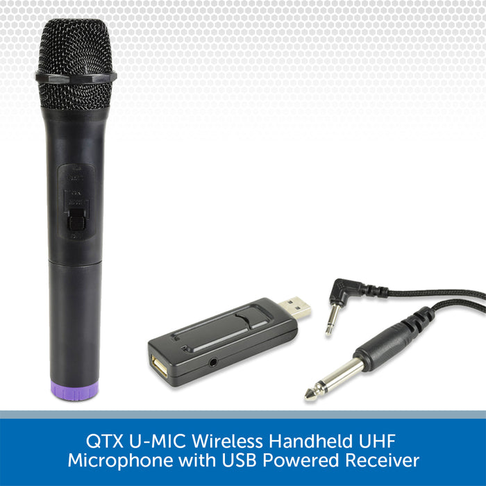 QTX U-MIC Wireless Handheld UHF Microphone with USB Powered Receiver