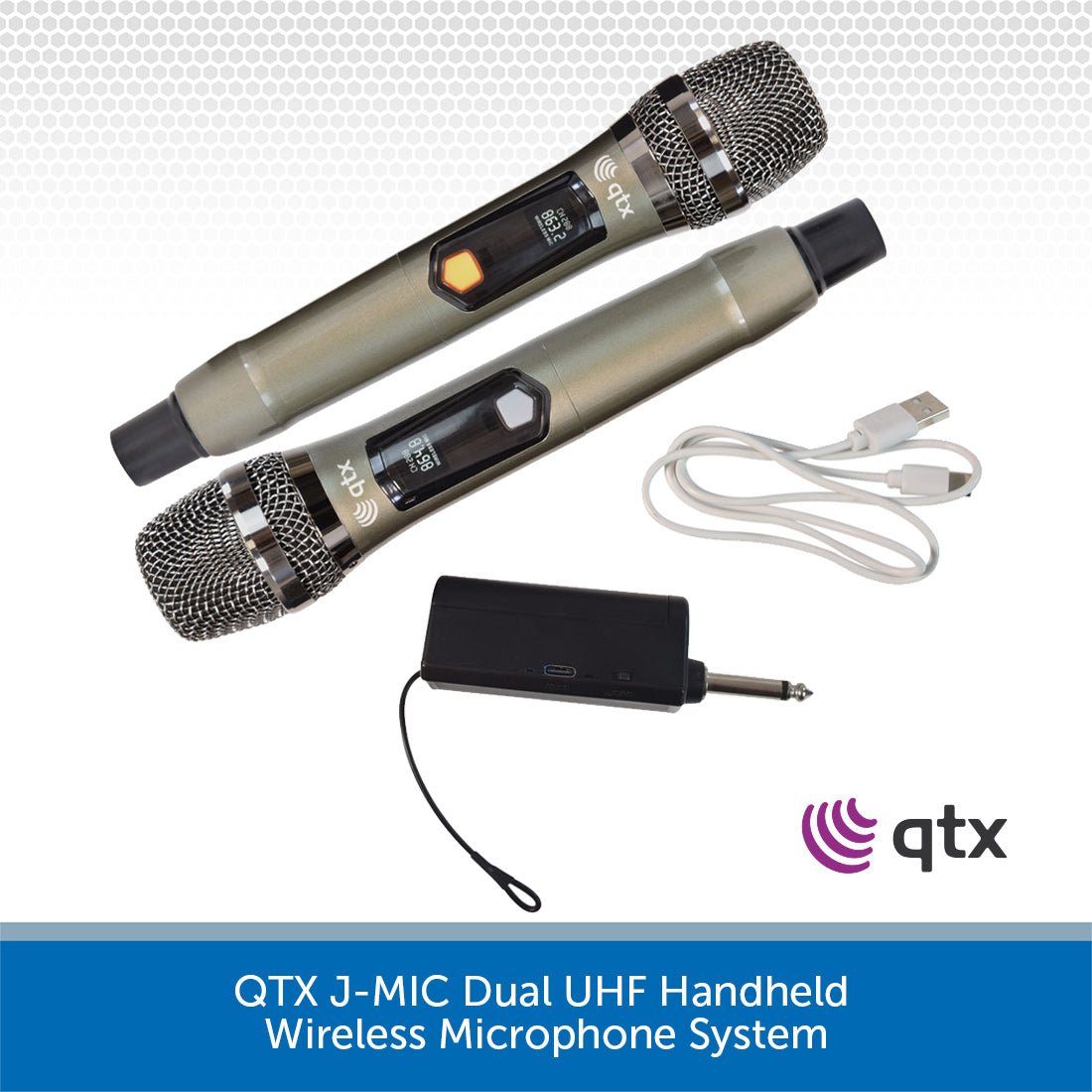 QTX J-MIC Dual UHF Handheld Wireless Microphone System | Audio Volt