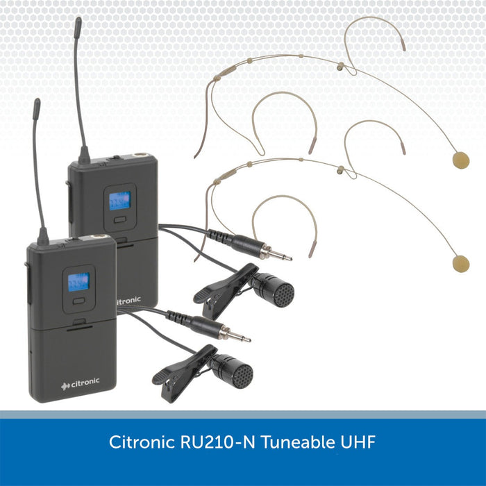 Citronic RU210H Tuneable Dual UHF Beltpack Microphone System