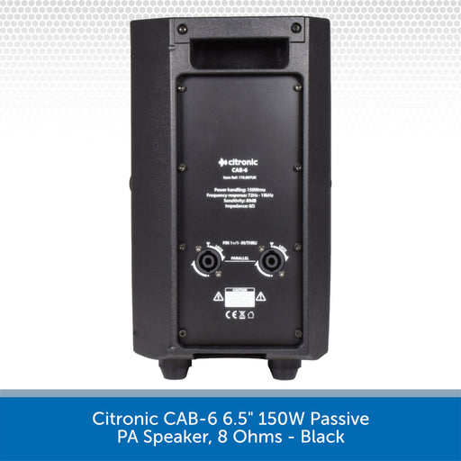 Citronic CAB-6 6.5" 150W Passive PA Speaker, 8 Ohms - Black