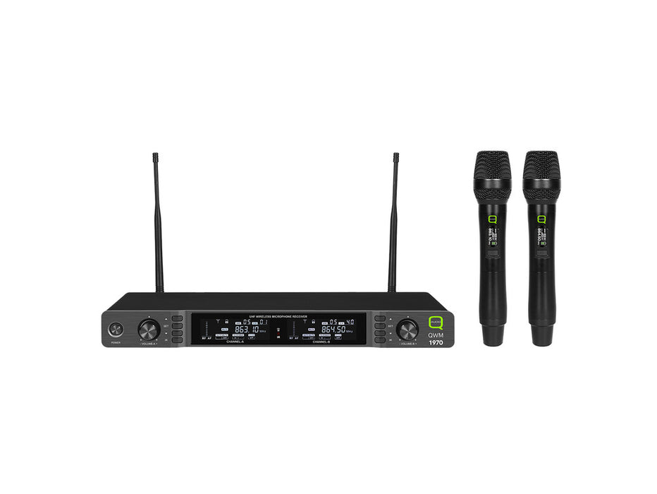 Q-Audio QWM 1970 HH UHF Dual Channel Diversity Handheld Wireless System