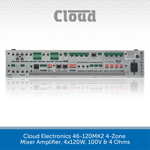 Cloud Electronics 46-120MK2 4-Zone Mixer Amplifier, 4x120W, 100V & 4 Ohms