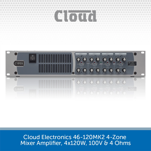 Cloud Electronics 46-120MK2 4-Zone Mixer Amplifier, 4x120W, 100V & 4 Ohms