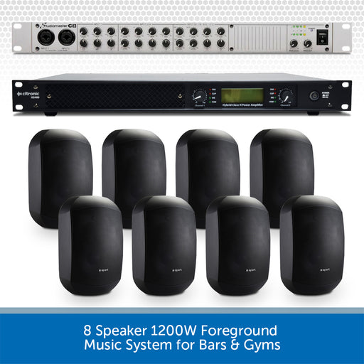 8 Speaker 1200W Foreground Music System for Bars & Gyms