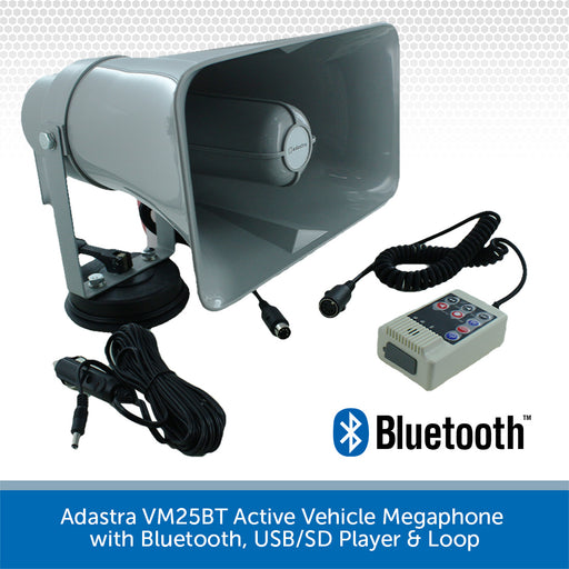 Adastra VM25BT Active Vehicle Megaphone with Bluetooth, USB/SD Player & Loop