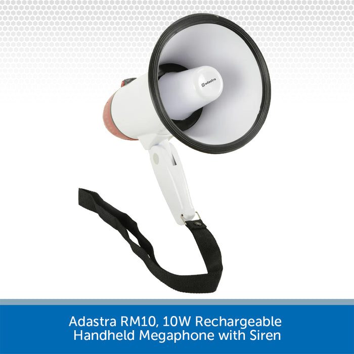 Adastra RM10, 10W Rechargeable Handheld Megaphone with Siren