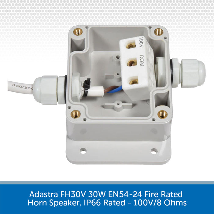 Adastra FH30V 30W EN54-24 Fire Rated Horn Speaker, IP66 Rated - 100V/8 Ohms