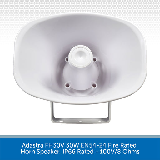 Adastra FH30V 30W EN54-24 Fire Rated Horn Speaker, IP66 Rated - 100V/8 Ohms