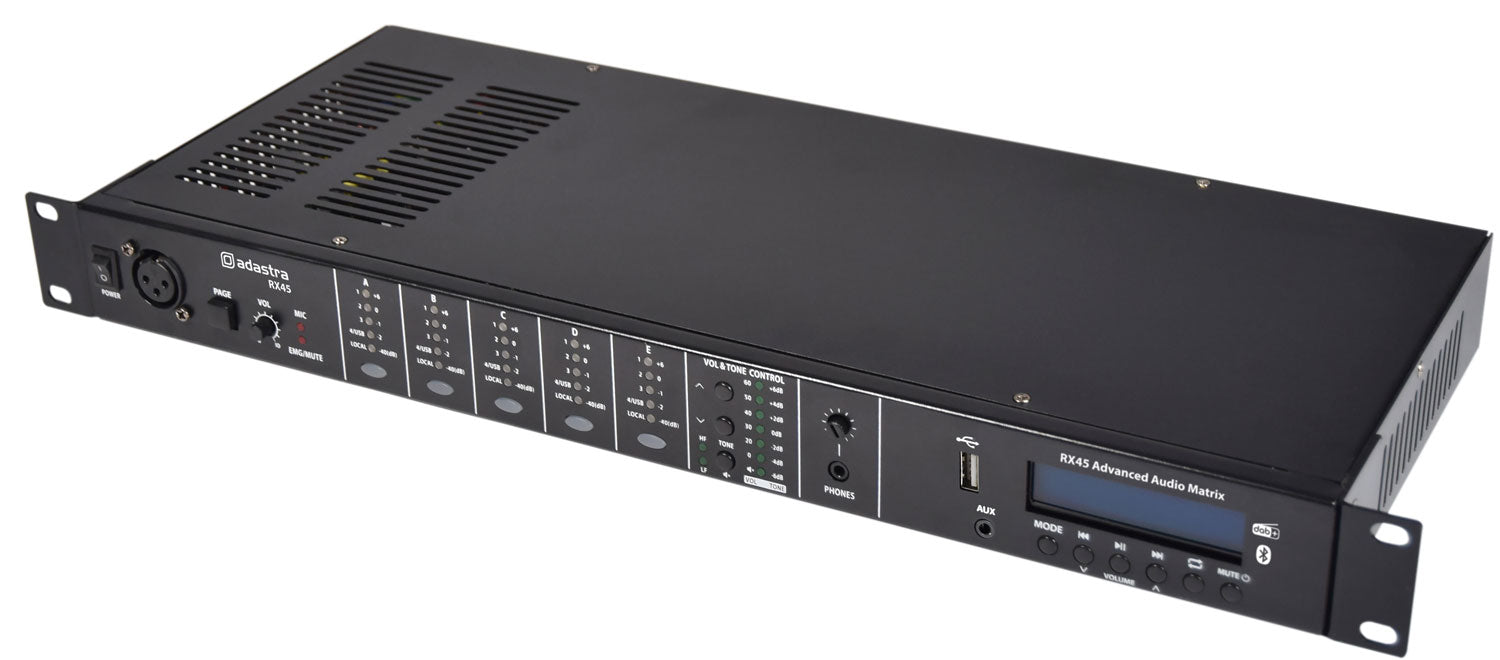 Adastra RX45 - Advanced 5-Zone Audio Matrix System With Bluetooth, DAB+ & USB