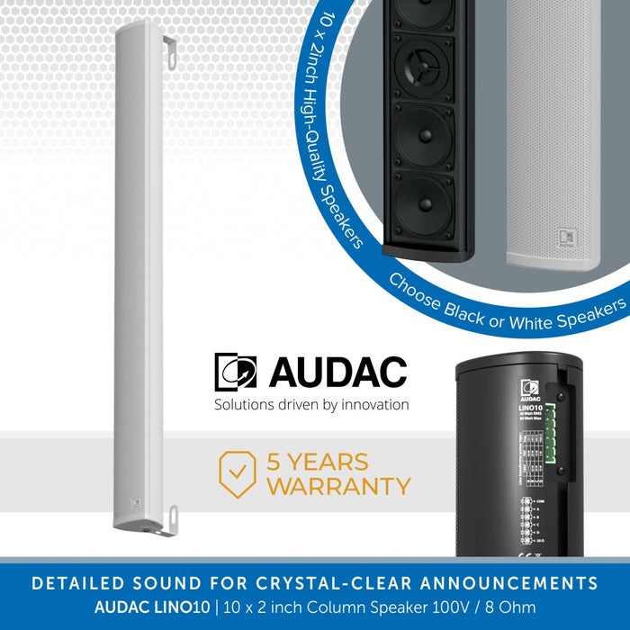 AUDAC LINO10 - 10 x 2 inch Column Speaker 100V / 8 Ohm