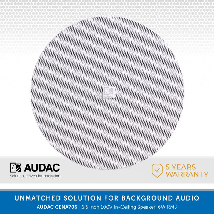 AUDAC CENA706W - Premium 10W, 6.5 inch In-Ceiling Speaker with SpringFit installation