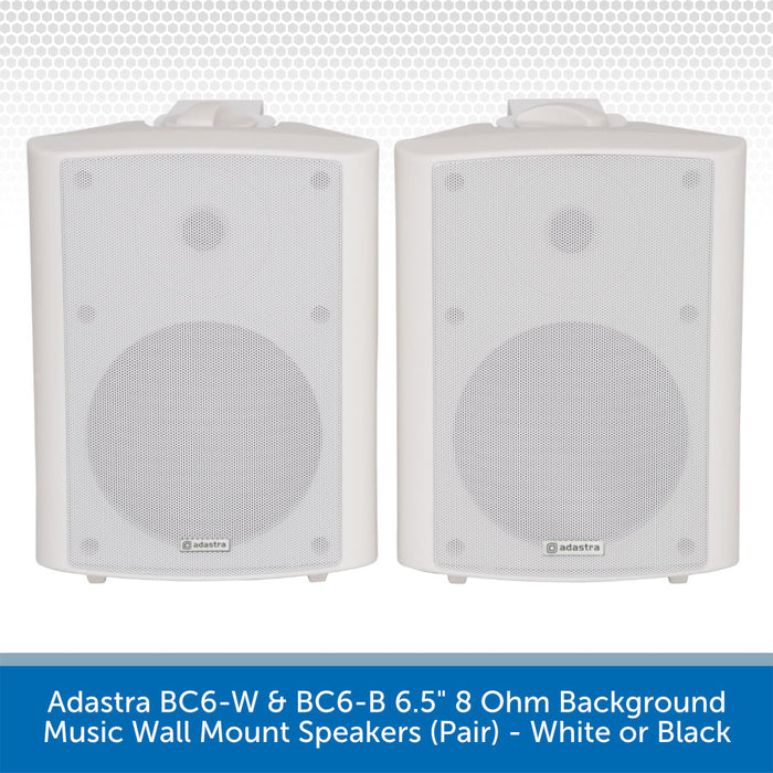 Adastra BC6-W & BC6-B 6.5" 8 Ohm Background Music Wall Mount Speakers White