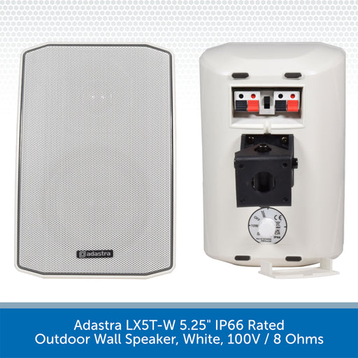 Adastra LX5T-W 5.25" IP66 Rated Outdoor Wall Speaker, White, 100V / 8 Ohms