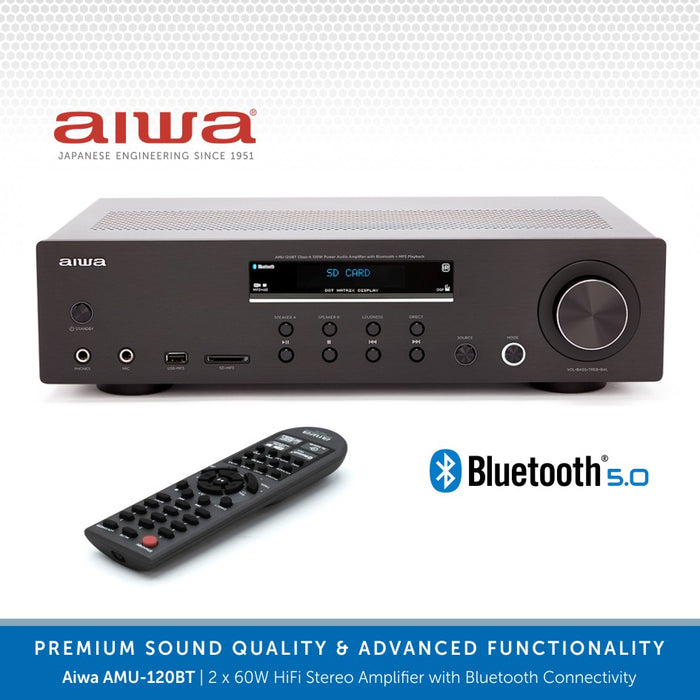 Aiwa AMU-120BT Bluetooth Stereo Amp with Polk Audio RC60i Ceiling Speakers