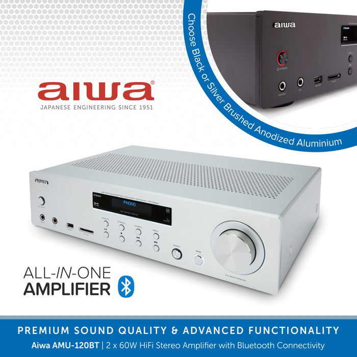 Aiwa AMU-120BT Bluetooth Stereo Amp with Polk Audio RC60i Ceiling Speakers