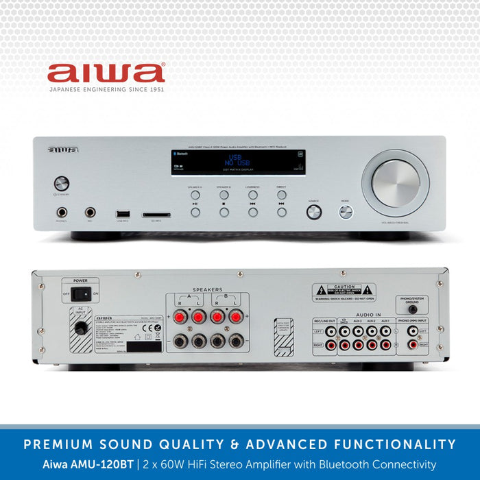 Aiwa AMU-120BT Bluetooth Stereo Amp with Bowers & Wilkins CCM382 Ceiling Speakers