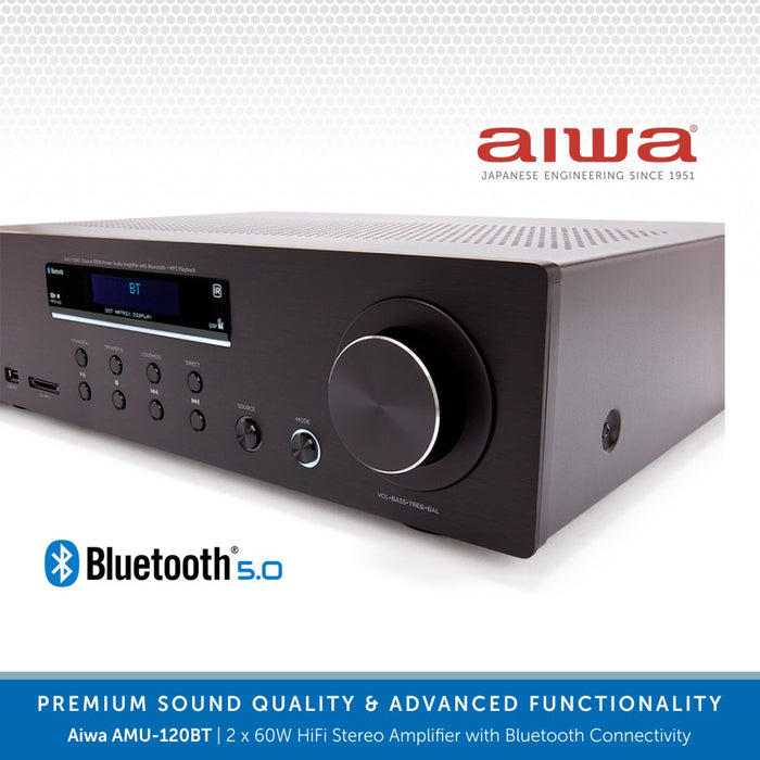 Aiwa AMU-120BT Bluetooth Stereo Amp with Polk Audio RC60i Ceiling Speakers