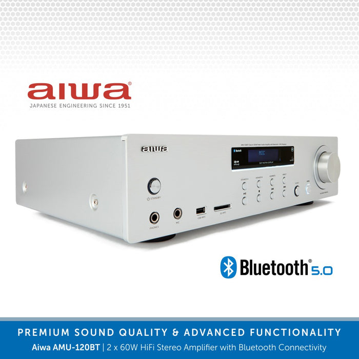 Aiwa AMU-120BT Bluetooth Stereo Amp with Polk Audio RC60i Ceiling Speakers