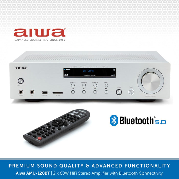 Aiwa AMU-120BT Bluetooth Stereo Amp with Bowers & Wilkins CCM382 Ceiling Speakers