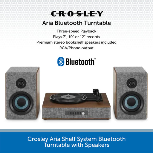 Crosley Aria Shelf System Bluetooth Turntable with Speakers