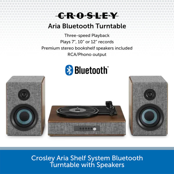 Crosley Aria Shelf System Bluetooth Turntable w/ Speakers | Audio