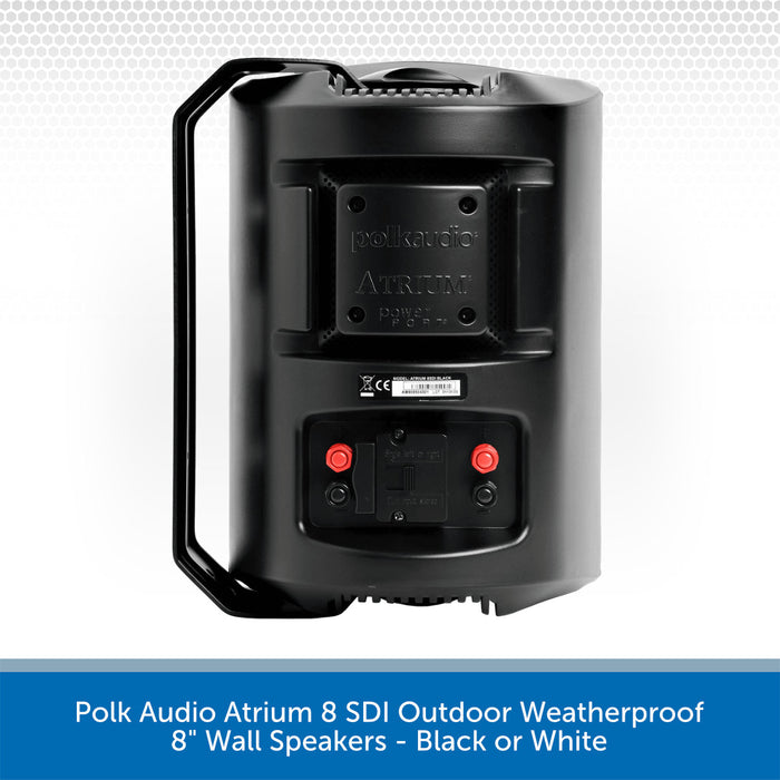 Polk Audio Atrium8 SDI Outdoor Weatherproof 8 inch Wall Mount Speaker (Single) - Black or White