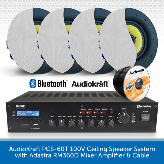 AudioKraft PCS-60T 100V Ceiling Speaker System White 4 Speakers