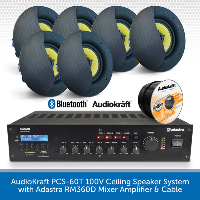 AudioKraft PCS-60T 100V Ceiling Speaker System Black 6 Speakers