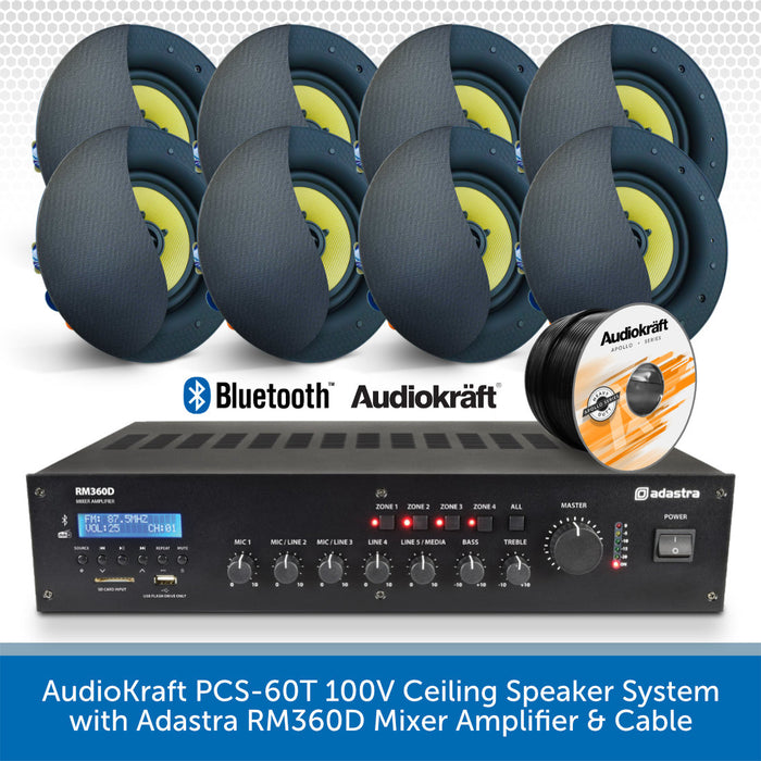 AudioKraft PCS-60T 100V Ceiling Speaker System Black 8 Speakers