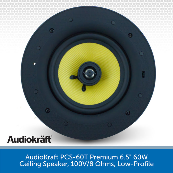 AudioKraft PCS-60T Premium 6.5" 100V Ceiling Speaker Front No Grille