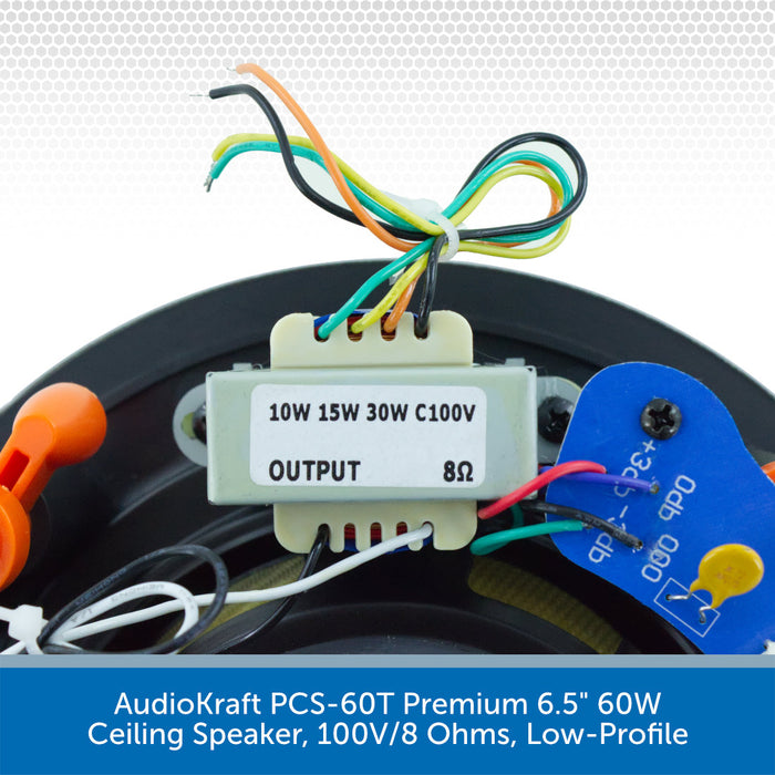 AudioKraft PCS-60T Premium 6.5" 100V Ceiling Speaker Transformer