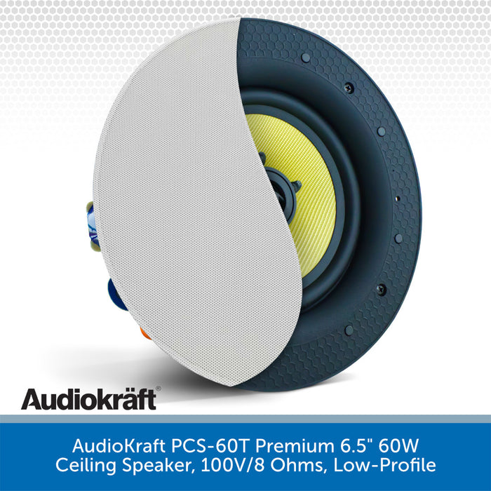 AudioKraft PCS-60T Premium 6.5" 100V Ceiling Speaker White