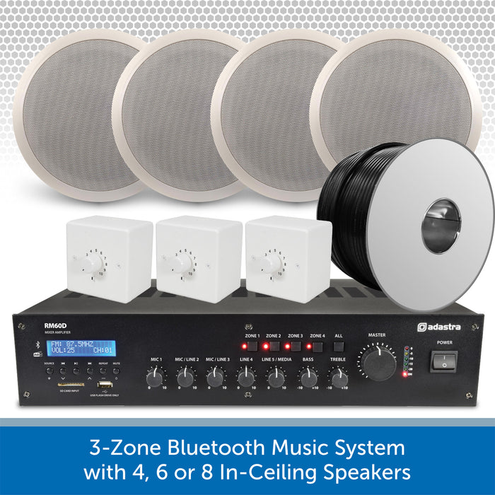 3-Zone Bluetooth & DAB Music System with up to 8 Bosch In-Ceiling Speakers