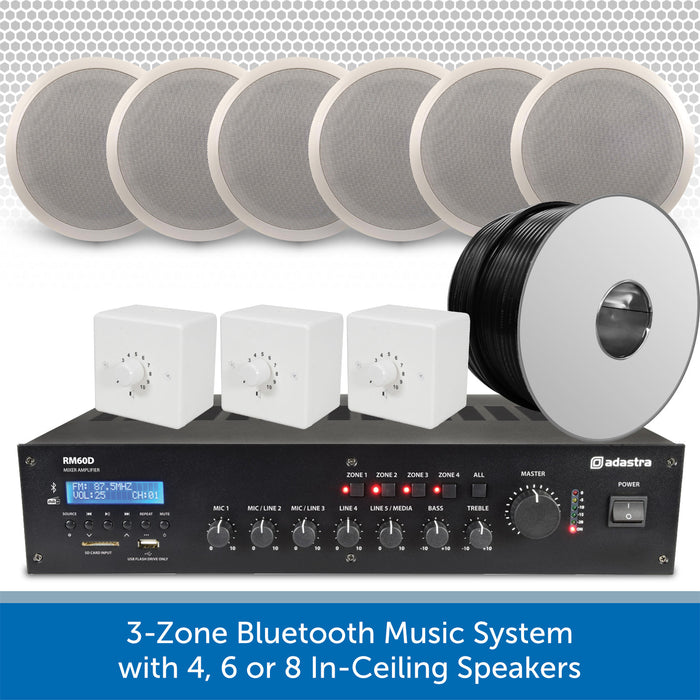 3-Zone Bluetooth & DAB Music System with up to 8 Bosch In-Ceiling Speakers