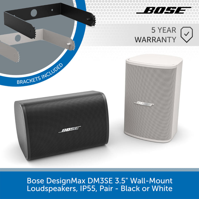 Bose DesignMax DM3SE 3.5" Wall-Mount Loudspeakers, IP55 Outdoor Rated, Pair - Black or White