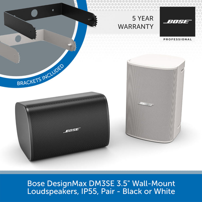 Bose DesignMax DM3SE 3.5" Wall-Mount Loudspeakers, IP55 Outdoor Rated, Pair - Black or White