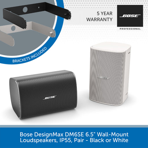 Bose DesignMax DM6SE 6.5" Wall-Mount Loudspeakers, IP55 Outdoor Rated, Pair - Black or White