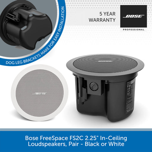 Bose FreeSpace FS2C 2.25" In-Ceiling Loudspeakers, Pair - Black or White