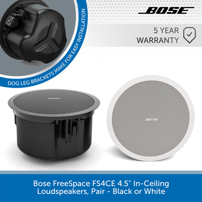 Bose FreeSpace FS4CE 4.5" In-Ceiling Loudspeakers, Pair - Black or White