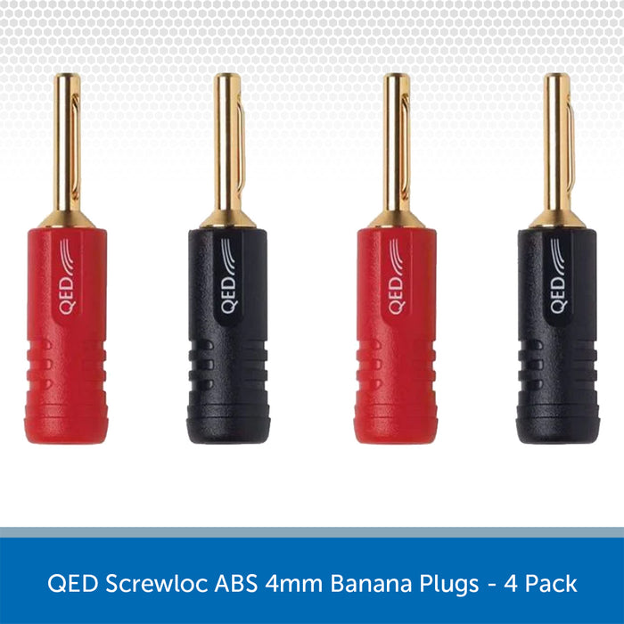 QED Screwloc ABS 4mm Banana Plugs - 4 Pack