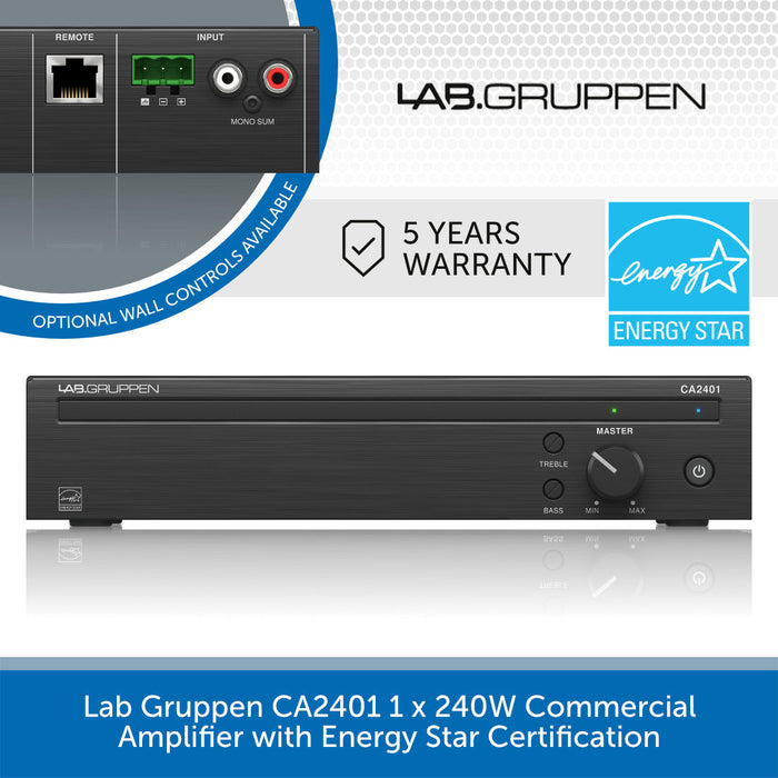 Lab Gruppen CA2401 1 x 240W Commercial Amplifier with Energy Star Certification