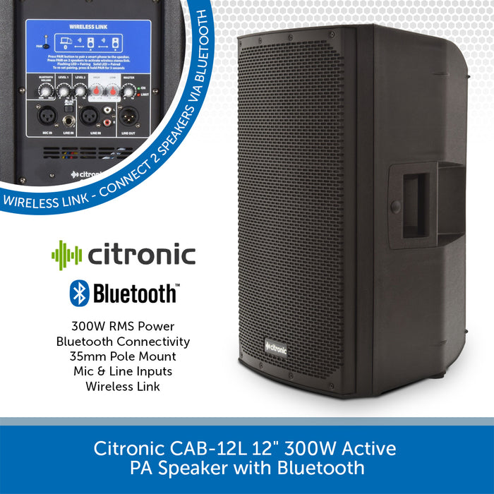 Citronic CAB-12L PA Speaker with Bluetooth