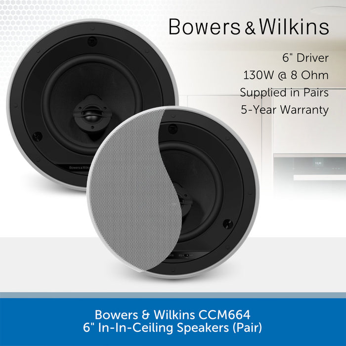 Bowers & Wilkins CCM664 600 Series 6" In Ceiling Speaker (Pair)