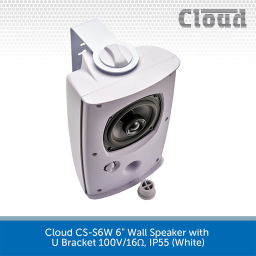 Cloud CS-S6W 6" Wall Speaker with U Bracket 100V/16Ω, IP55 (White)