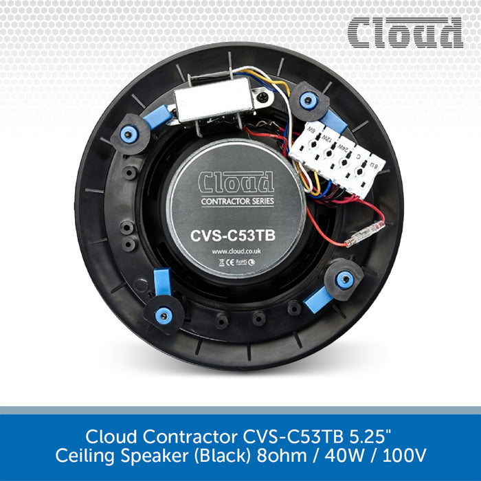 Cloud Contractor CVS-C53TB 5.25" Ceiling Speaker (Black) 8ohm / 40W / 100V